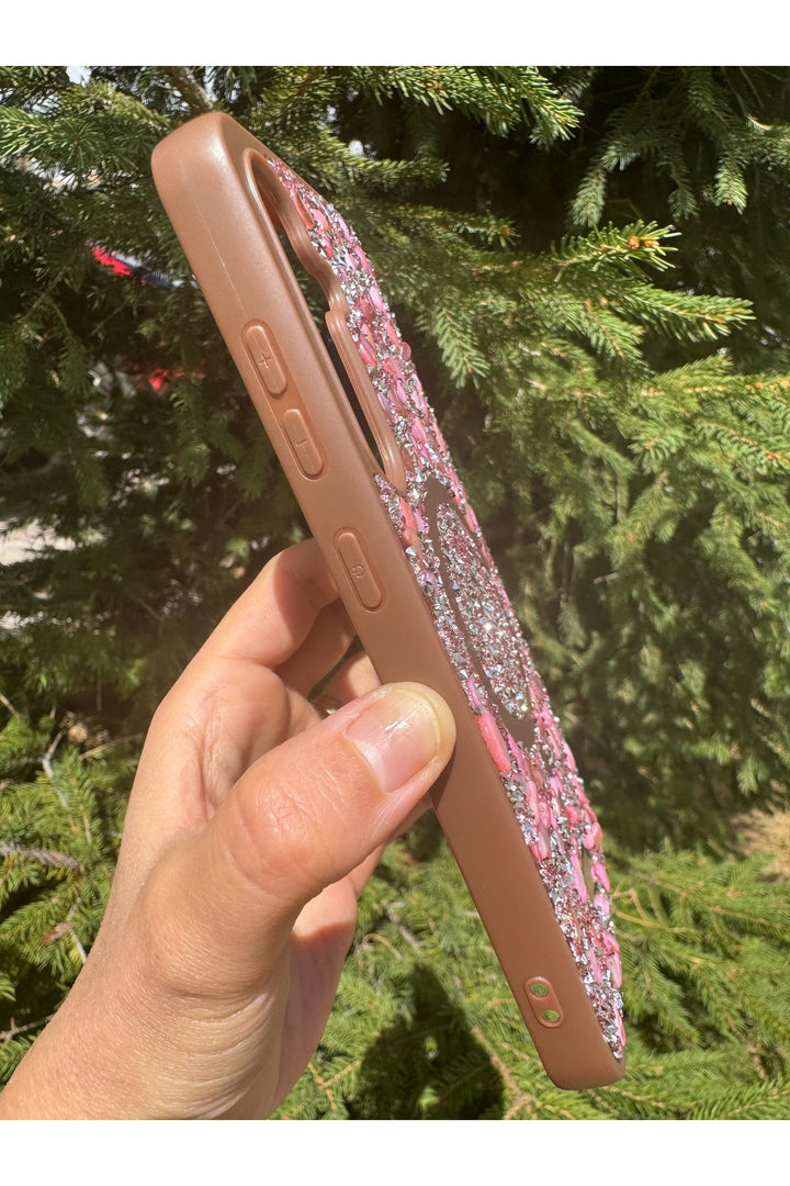 Samsung Galaxy A36 Uyumlu Taşlı Magsafe Kılıf Parlak Taşlı Simli Koruyucu Kablosuz Şarj Silikn Kapak