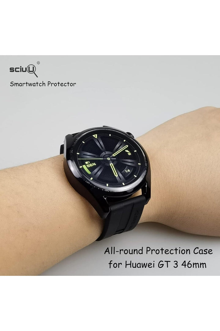 Huawei GT3 Pro Uyumlu Kılıf Siyah Kasa ve Ekran Koruyucu Siyah Ekran ve Kasa Koruma Kapak