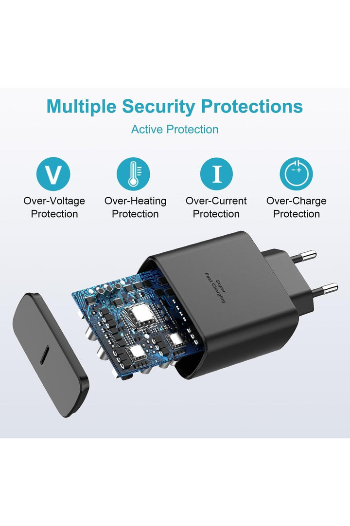 Samsung Galaxy S21/S22/S23 Fe/S24 Plus/S25 Ultra Uyumlu Hızlı Şarj 45W USB-C Type-C PD Şarj Cihazı