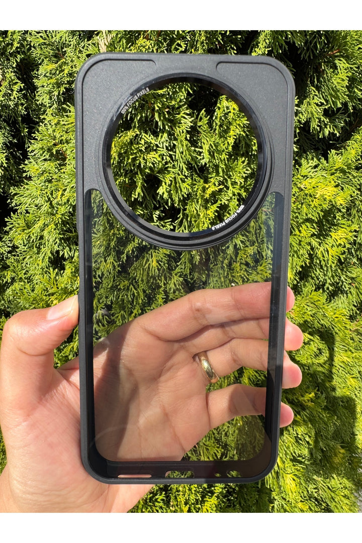 Tecno Spark 30C Uyumlu Kılıf Siyah Transparan Şeffaf Kamera Çevresi Metal Koruyucu Silikon Kapak
