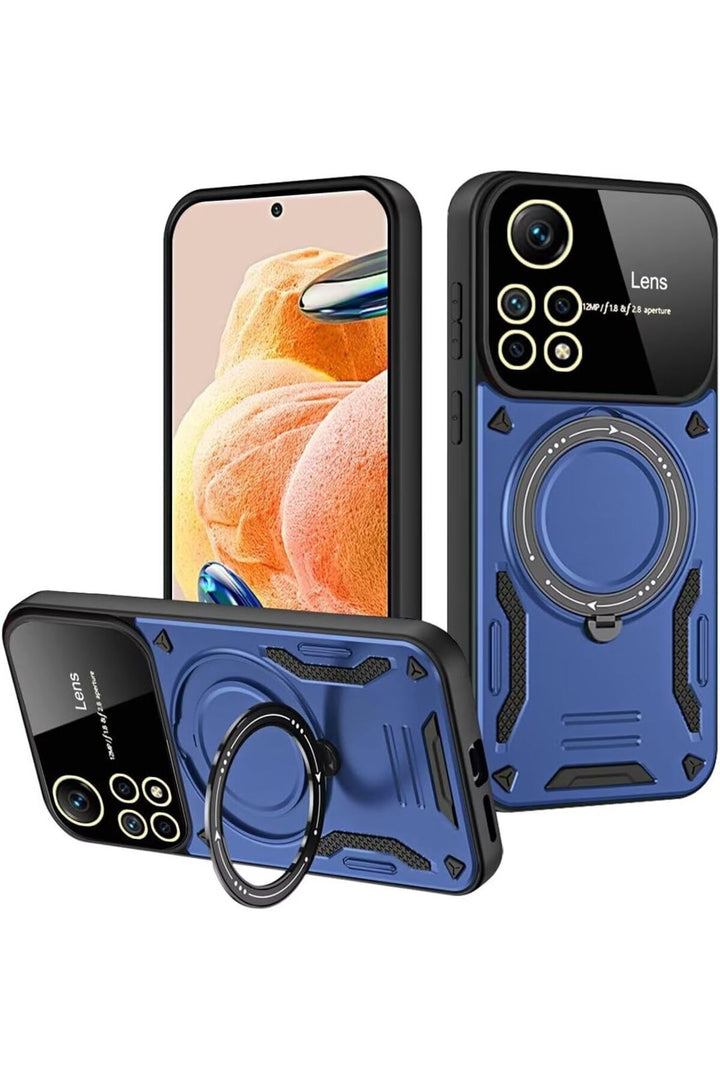 Xiaomi Redmi Note 12 Pro 4G Uyumlu Kılıf Magsafe Standlı Kamera Lens Korumalı Dayanıklı Renkli Tank