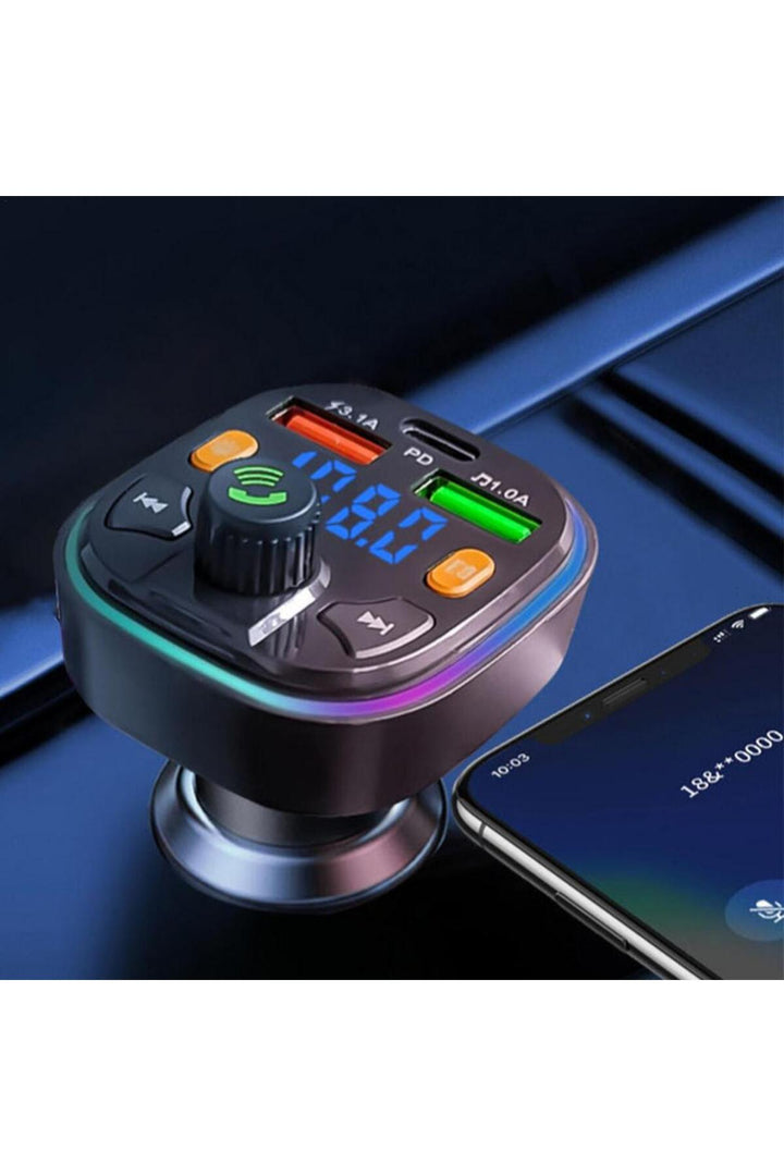 Bluetooth Araç Kiti Araç Fm Transmitter USB Type-C SD Kart MP3 PD Flash Için Uygun Çakmaklık Girişli