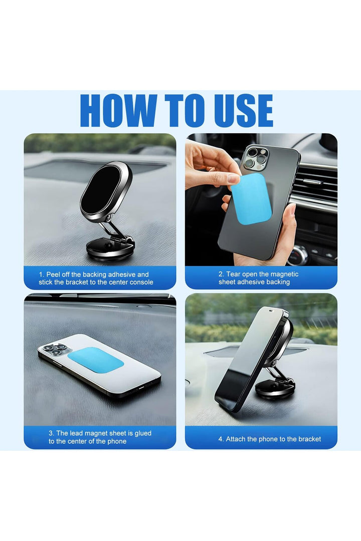 Araç İçi Telefon Tutucu Tüm Modeller ile Uyumlu 360 Dönebilen Metal Mıknatıslı Katlanabilir Tutucu