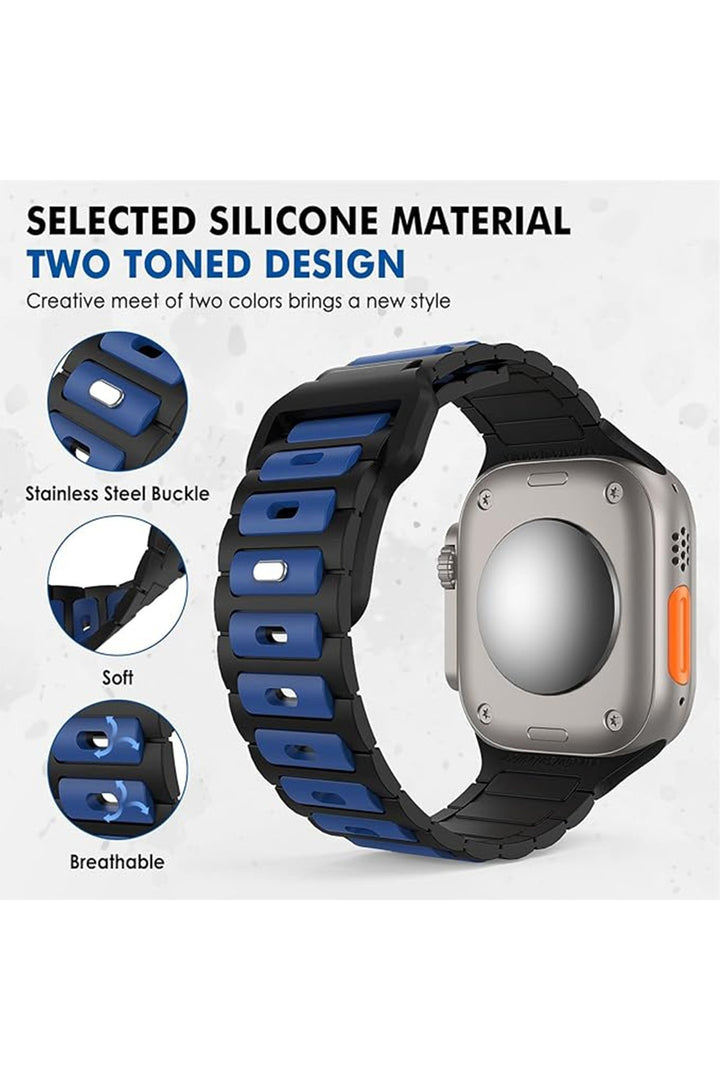Apple Watch 10/9/8/7/6/SE/Ultra Uyumlu 42/44/45/46/49mm Çift Renkli Bakla Desen Silikon Spor Kordon
