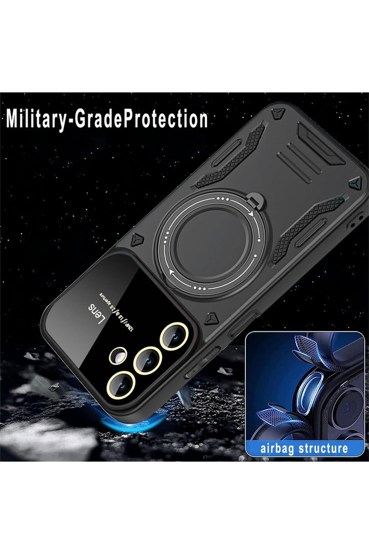 Samsung Galaxy A35 Uyumlu Kılıf Magsafe Standlı Kamera Lens Korumalı Dayanıklı Renkli Tank Kapak