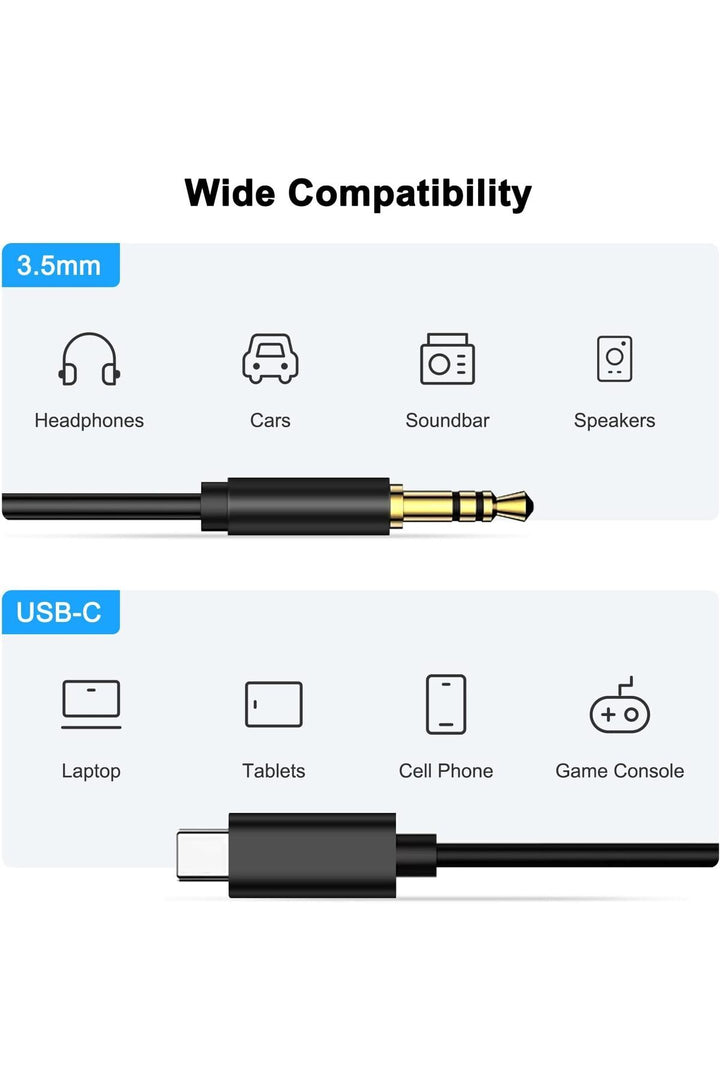Samsung Xiaomi Uyumlu Aux Kablosu Type-C To Jack Çevirici Dönüştürücü Beyaz Bluetooth Gerektirmez
