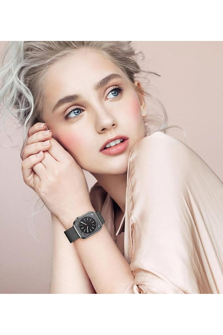 Apple Watch 9 8 7 6 5 4 3 2 1 Se 38mm/40mm/41mm Uyumlu Kordon Mıknatıslı Ayarlanabilir Metal Kordon