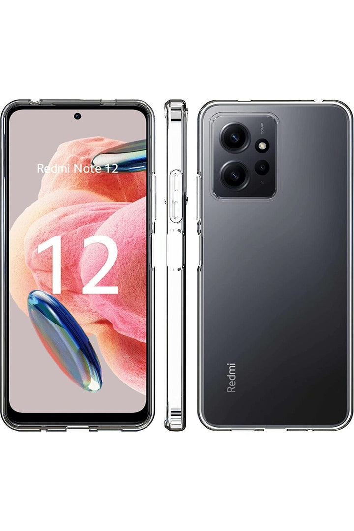 Xiaomi Redmi Note 12 4G Uyumlu Kılıf 3D Kamera Korumalı Darbe Önleyici Şeffaf Esnek Silikon