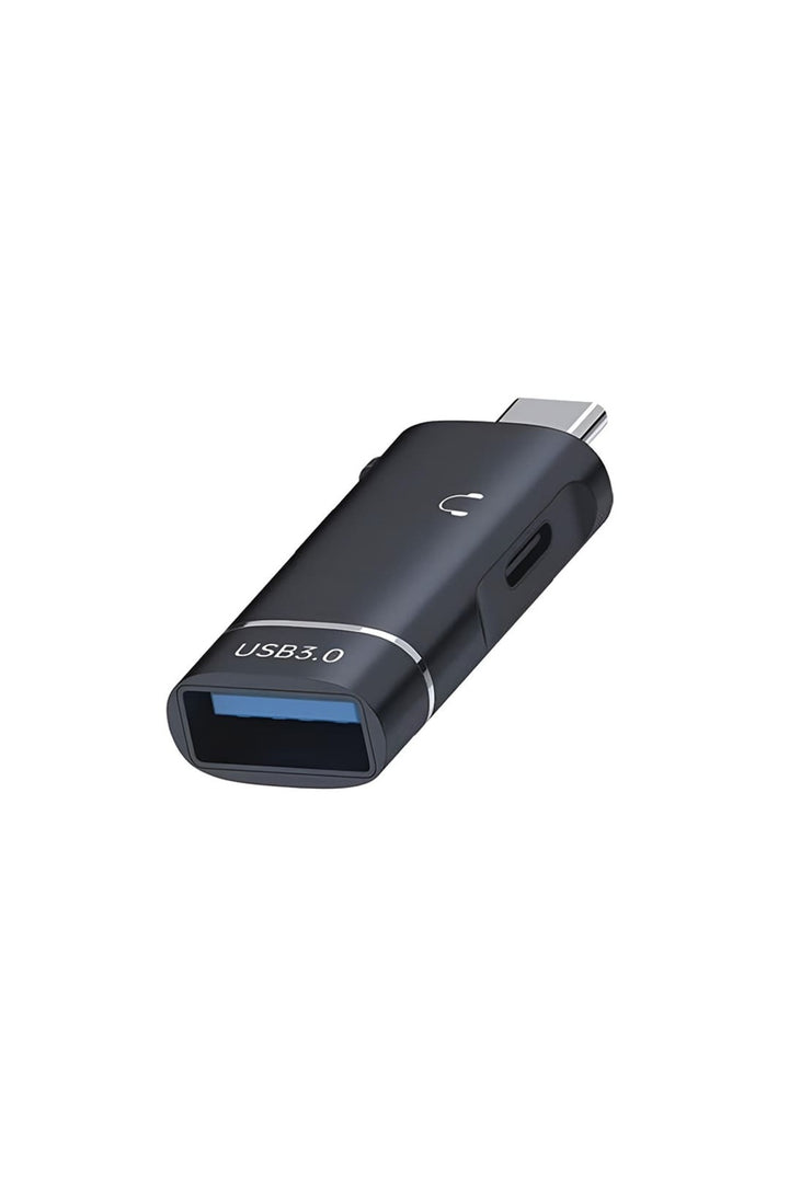 Type-C To USB 3.0 + Type-C OTG & Kulaklık Dönüştürücü –2 in 1 Çoklu Kullanım Metal Çevirici Adaptör