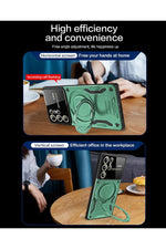 Load image into Gallery viewer, Samsung Galaxy S24 Ultra Uyumlu Kılıf Magsafe Standlı Kamera Lens Koruma Dayanıklı Renkli Tank Kapak
