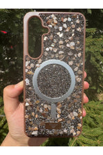 Load image into Gallery viewer, Samsung Galaxy S24 Plus/S25 Plus Uyumlu Taşlı Magsafe Kılıf Parlak Taşlı Simli Koruyucu Silikon
