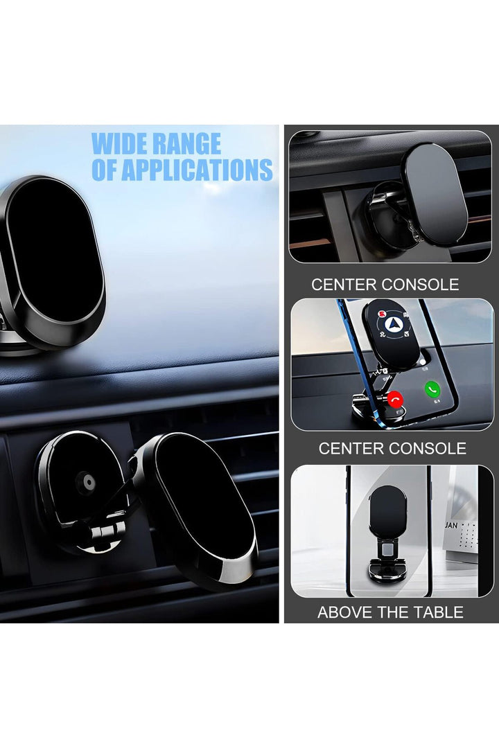 Araç İçi Telefon Tutucu Tüm Modeller ile Uyumlu 360 Dönebilen Metal Mıknatıslı Katlanabilir Tutucu