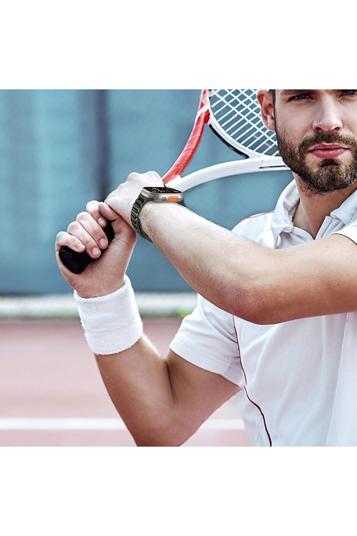 Apple Watch 10/9/8/7/6/SE/Ultra Uyumlu 42/44/45/46/49mm Çift Renkli Bakla Desen Silikon Spor Kordon