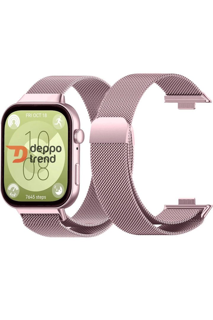 Huawei Watch Fit 3 Uyumlu Kordon Mıknatıslı Ayarlanabilir Paslanmaz Metal Kordon Örgü Hasır Kordon