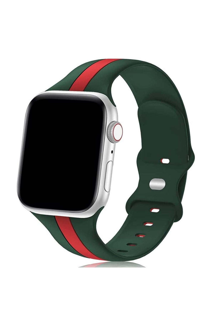 Apple Watch 9 8 7 6 5 4 3 Se 42mm/44mm/45mm/49mm Uyumlu Kordon Ayarlanabilir Renkli Çizgili Silikon