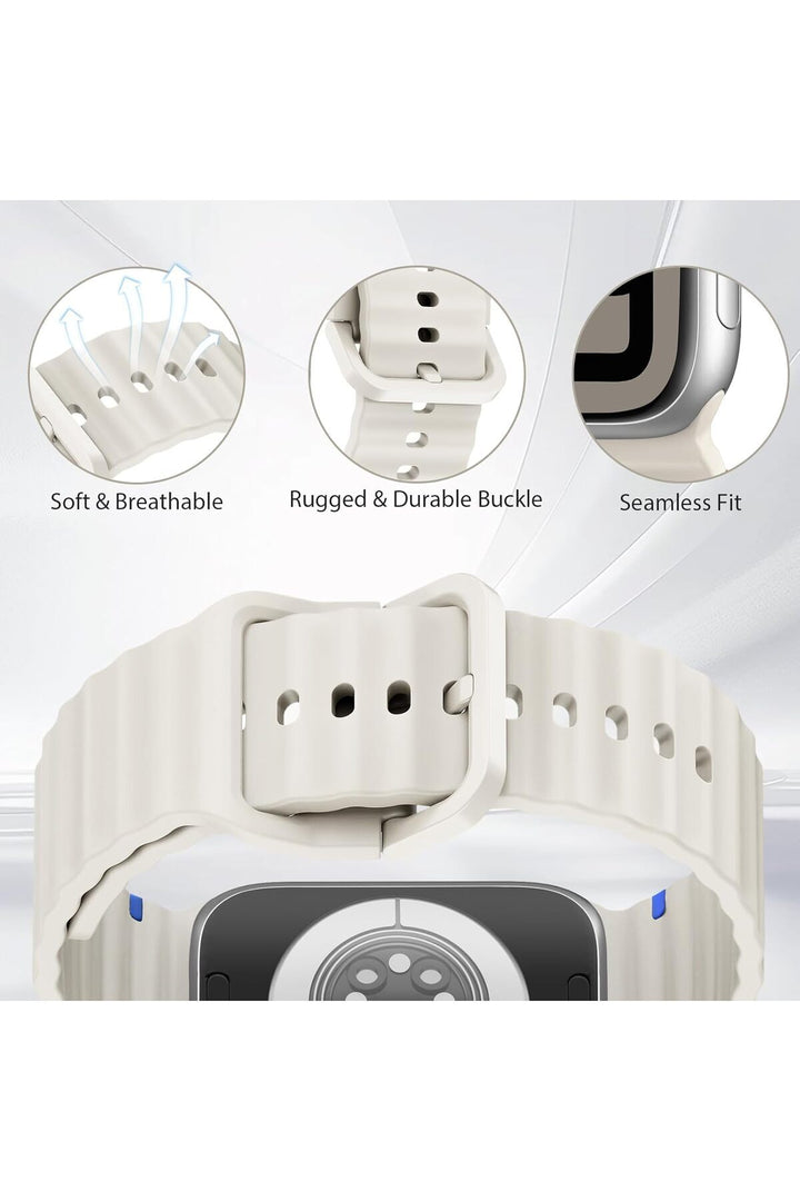 Apple Watch 42/44/45/46/49mm Uyumlu Kordon Esnek Silikon Suya ve Toza Dayanıklı Renkli Ayarlanabilir