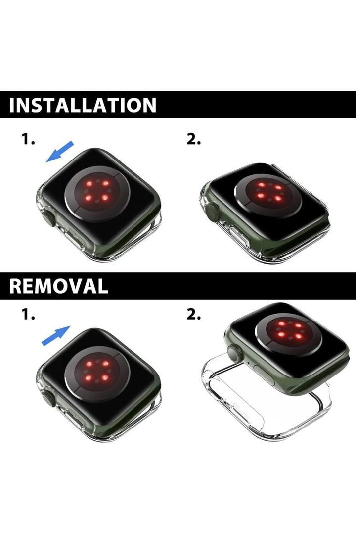 Apple Watch 1 2 3 38mm Uyumlu Kılıf Ekran ve Kasa Koruyucu Şeffaf Parlak Watch Kasa 360 Koruma