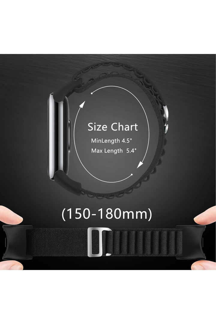 Xiaomi Mi Band 8/9 Uyumlu Kumaş Kordon Metal Tokalı Ayarlanabilir Lansman Kordon