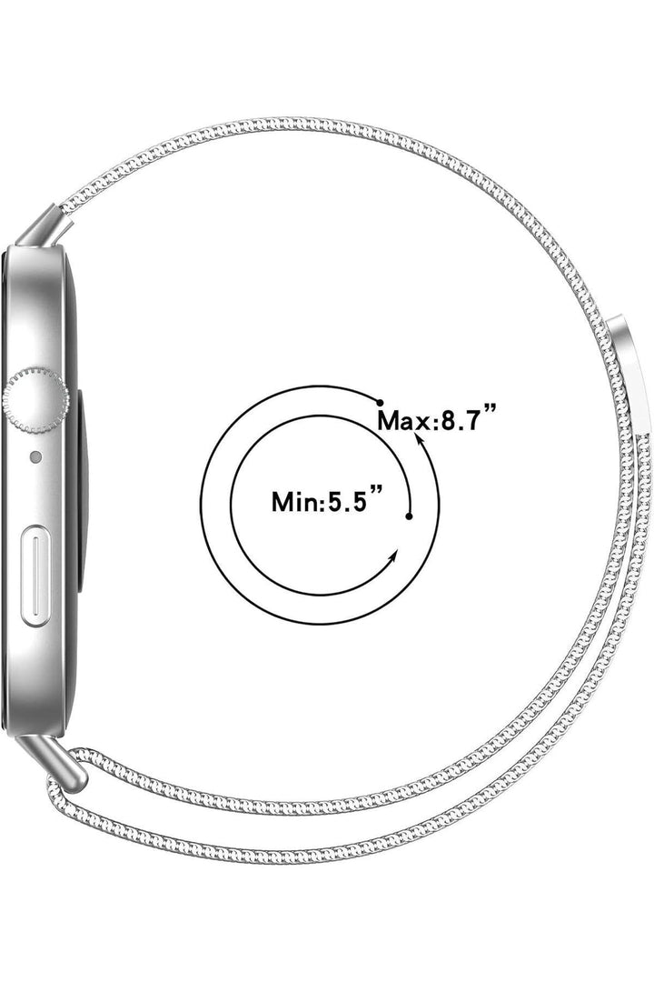 Huawei Watch Fit 3 Uyumlu Kordon Mıknatıslı Ayarlanabilir Paslanmaz Metal Kordon Örgü Hasır Kordon