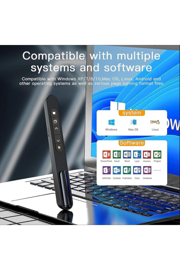 Wireless Presenter/Kablosuz Lazer Sunum Kalemi Ses Kontrolü PowerPoint Uygulamalar için Uygun İşaret