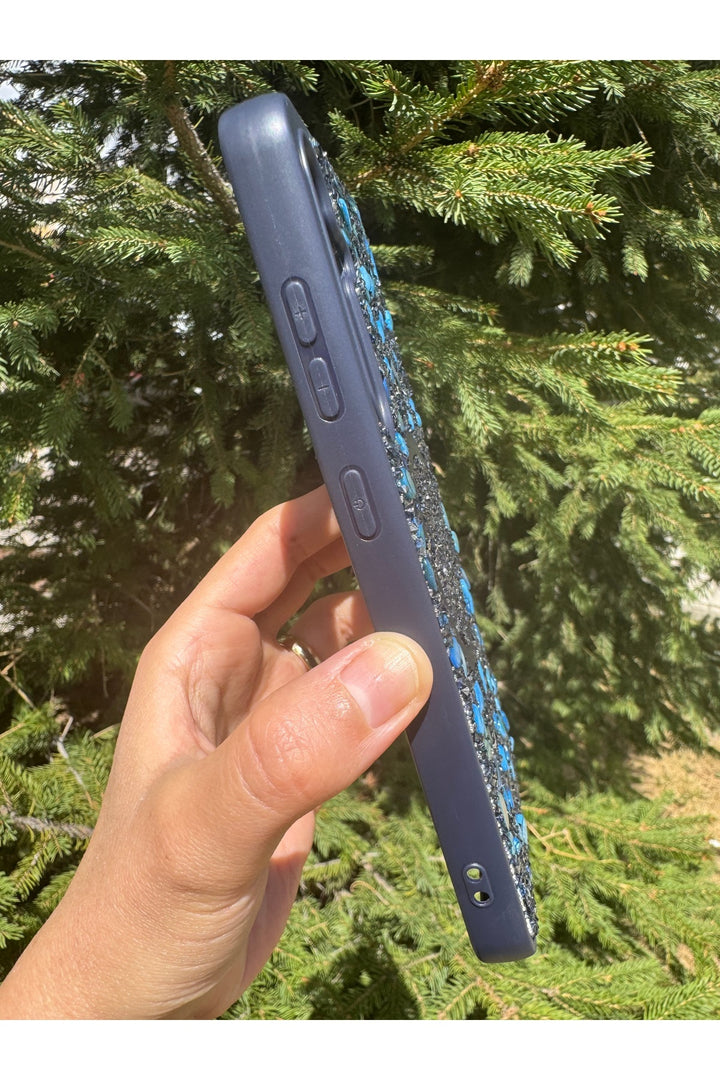 Samsung Galaxy A36 Uyumlu Taşlı Magsafe Kılıf Parlak Taşlı Simli Koruyucu Kablosuz Şarj Silikn Kapak