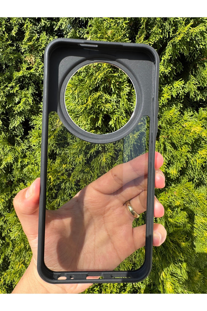 Tecno Spark 30C Uyumlu Kılıf Siyah Transparan Şeffaf Kamera Çevresi Metal Koruyucu Silikon Kapak