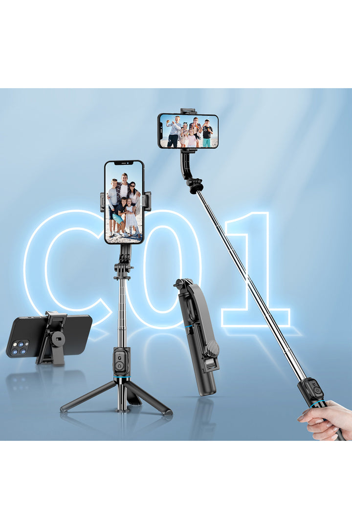 Kablosuz Uzaktan Kumandalı Selfie Çubuğu Katlanabilir Kolay Kurulum Taşınabilir Ayaklı Tripod Stand