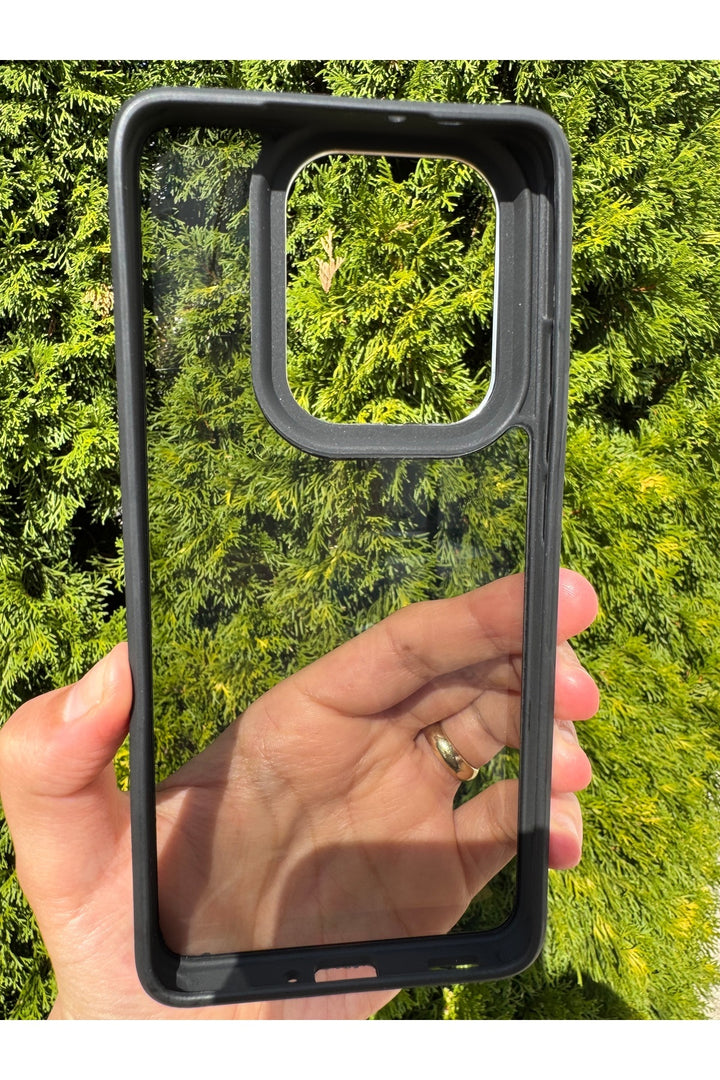 Xiaomi Mi 14T Pro Uyumlu Kılıf Siyah Transparan Şeffaf Kamera Çevresi Metal Koruyucu Silikon Kapak