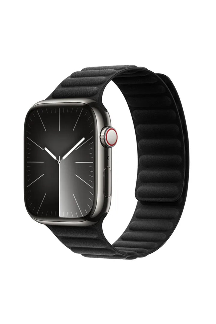 Apple Watch 9 8 7 6 5 4 3 2 1 Se 42mm/44mm/45mm/49mm Uyumlu Kordon Mıknatıslı Magnetli Deri Kordon