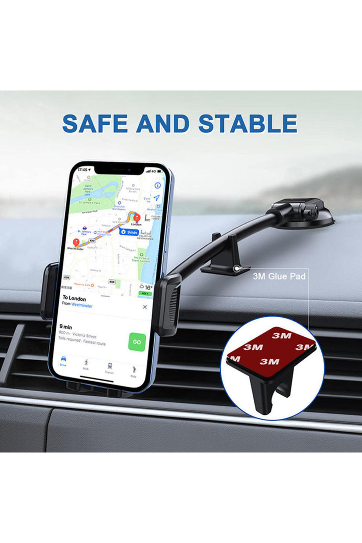 Araç içi Telefon Tutucu Büyük Boy Uzun Vantuzlu Cam ve Torpido için Uygun 360 Dönebilen Tutucu