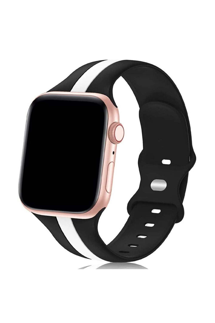 Apple Watch 9 8 7 6 5 4 3 Se 38mm/40mm/41mm Uyumlu Kordon Ayarlanabilir Renkli Çizgili Silikon