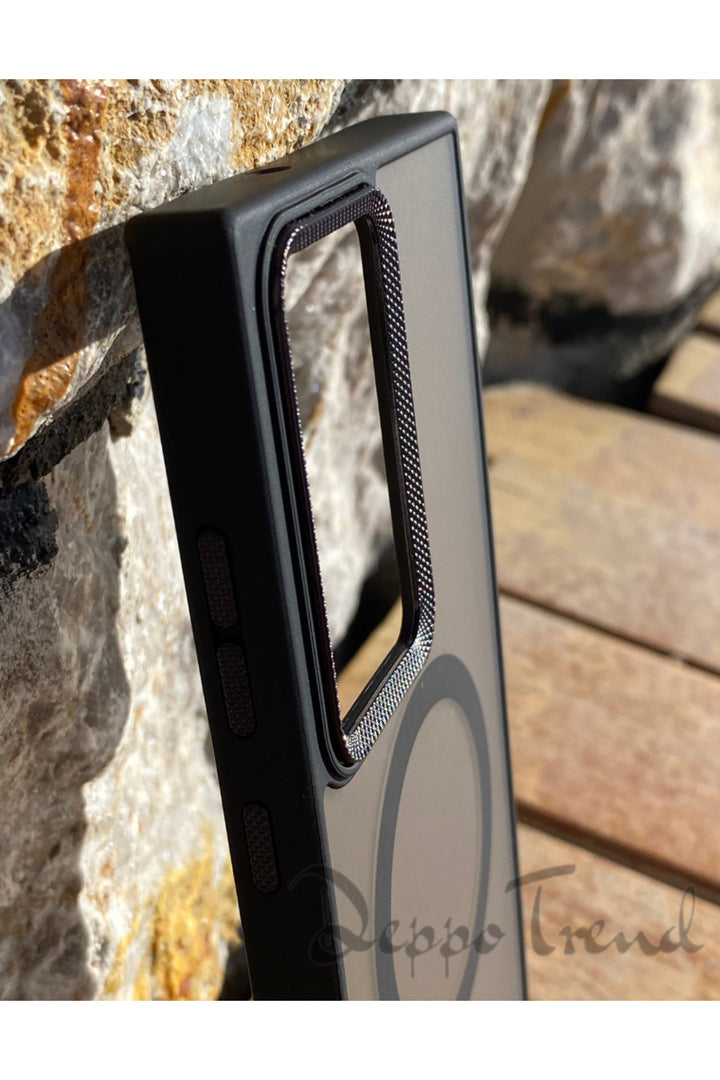 Samsung Galaxy S25 Ultra Uyumlu Kılıf Kamera Çevresi Metalik Mat Magsafe Sararmaya Dayanıklı Kapak