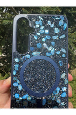 Load image into Gallery viewer, Samsung Galaxy A36 Uyumlu Taşlı Magsafe Kılıf Parlak Taşlı Simli Koruyucu Kablosuz Şarj Silikn Kapak
