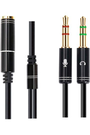 Aux To 2x Aux Kablo 3.5mm Jack Çevirici Mikrofon ve Kulaklk Çoklayıcı Dönüştürücü Aux Stereo Adaptör