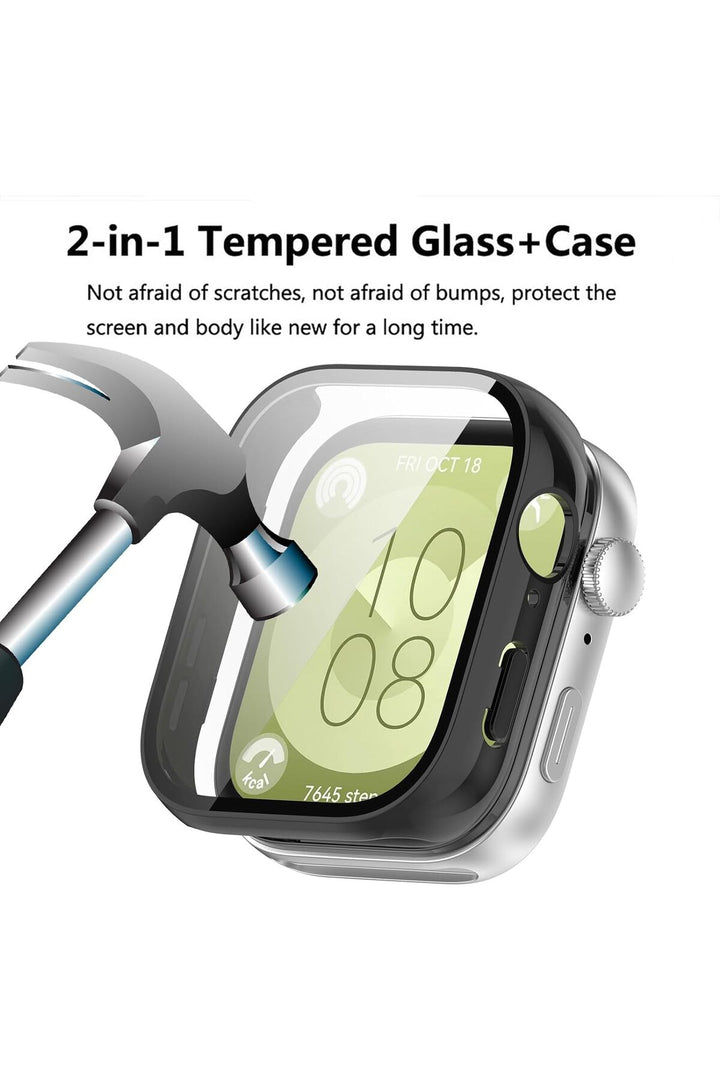 Huawei Watch Fit 3 Uyumlu Kılıf Ekran ve Kasa Koruyucu Şeffaf Kasa Koruma Çerçeve Guard 360 Koruma