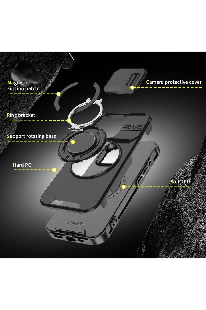 Xiaomi Redmi Note 14 Pro /note 14 Pro Plus Uyumlu Kılıf Magsafe Stand Siyah Kamera Korumalı Kapak