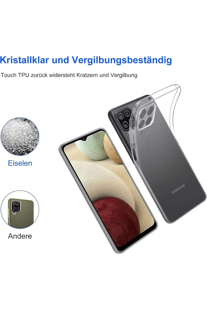Samsung Galaxy A12 Uyumlu Kılıf 3d Kamera Korumalı Darbe Önleyici Şeffaf Transparan Esnek Silikon