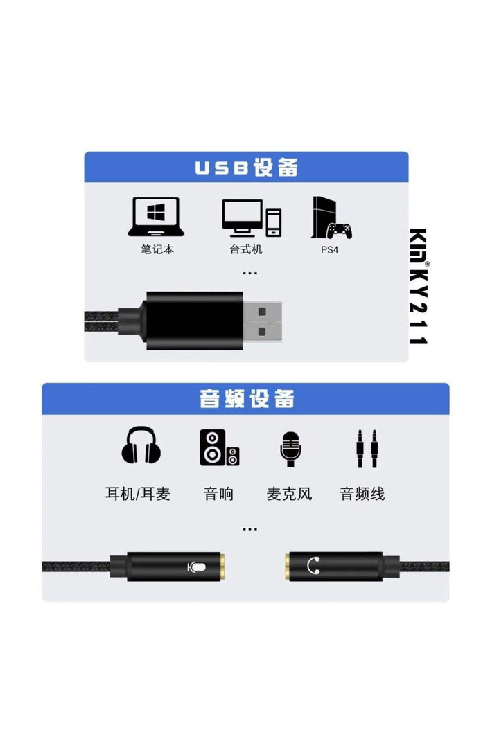 USB To 3.5mm Jack Çevirici USB To Kulaklık ve Mikrofon Çevirici Ses Kartlı Notebook PC Dönüştürücü