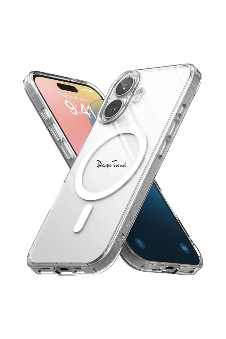 iPhone 16 Uyumlu Kılıf Kamera Çıkıntılı Şeffaf Magsafe Kılıf Kablosuz Şarj Destekli Kapak