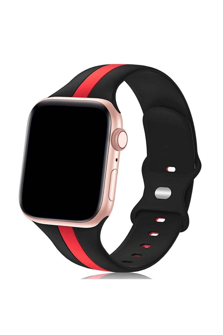 Apple Watch 9 8 7 6 5 4 3 Se 42mm/44mm/45mm/49mm Uyumlu Kordon Ayarlanabilir Renkli Çizgili Silikon