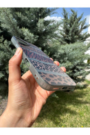 iPhone 16 Plus Uyumlu Kılıf Leopar Desenli Kahverengi Çizgili Metalik Tuşlu Kamera Çıkıntılı Kapak