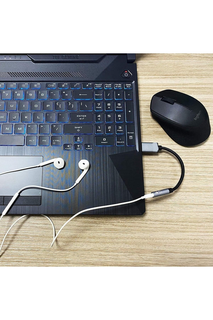 USB To 3.5mm Jack Çevirici Dönüştürücü Kulaklık ve Mikrofon Destekli USB To Aux Dönüştürücü Adaptör