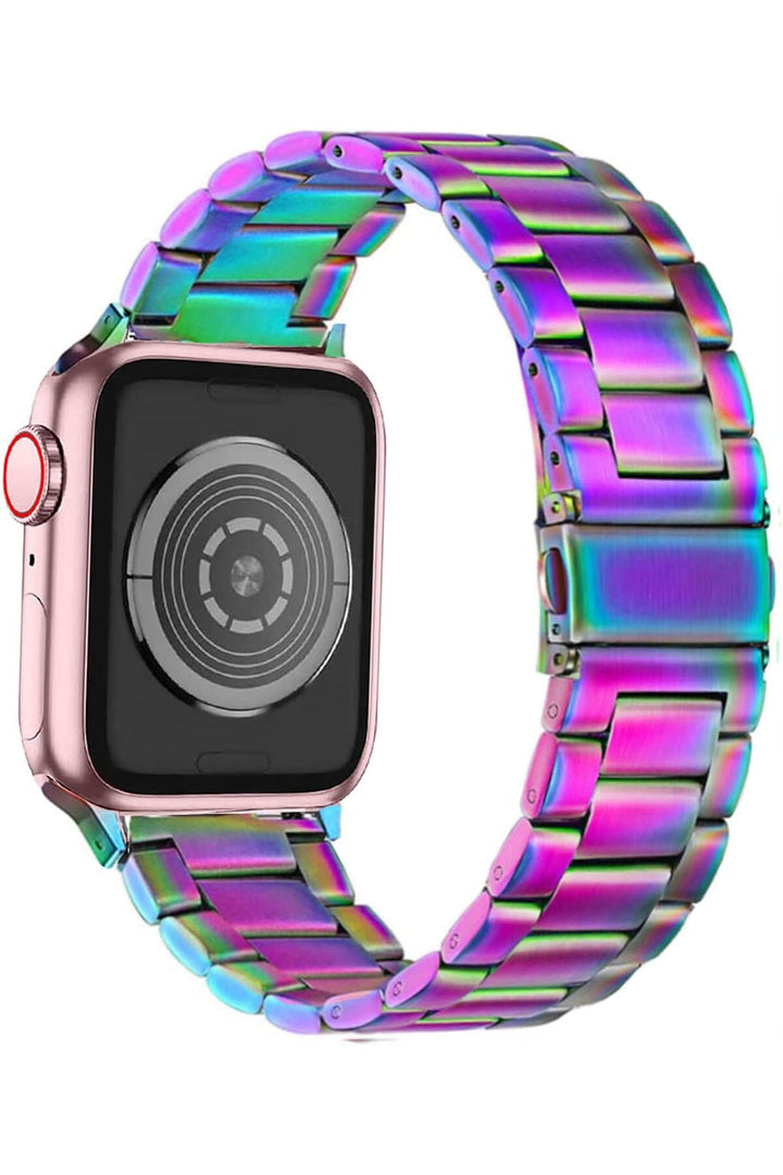 Apple Watch 9 8 7 6 5 4 3 2 1 Se 38mm/40mm/41mm Uyumlu Kordon Ayarlanabilir Parlak Metal Paslanmaz
