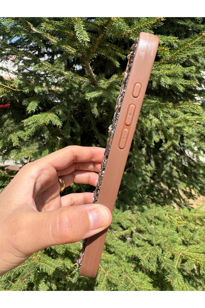 iPhone 15 Pro Max Uyumlu Taşlı Magsafe Kılıf Parlak Taşlı Simli Koruyucu Kablosuz Şarj Silikon Kapak