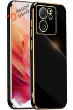 Load image into Gallery viewer, Xiaomi Mi 13T/13T Pro Uyumlu Kılıf Kamera Korumalı Gold Çizgili Siyah Silikon Parlak Koruyucu Kapak
