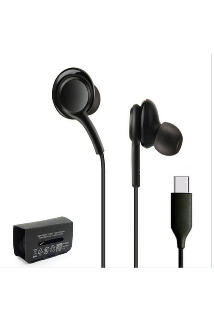 Samsung Xiaomi Huawei Uyumlu Type-C Kulaklık Hasır Örgü Silikon Kulaklık Bluetooth Gerektirmez