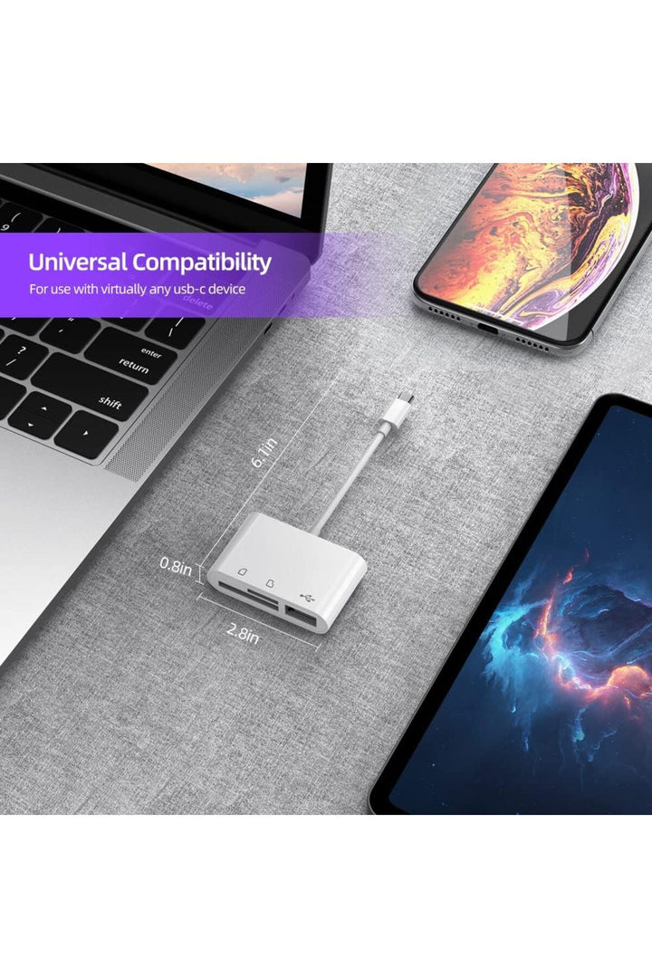İpad/macbook/iphone 15/16 Plus/17 Pro Max Uyumlu Type-c To Usb/micro Sd/sd Card Çevirici Dönüştürücü