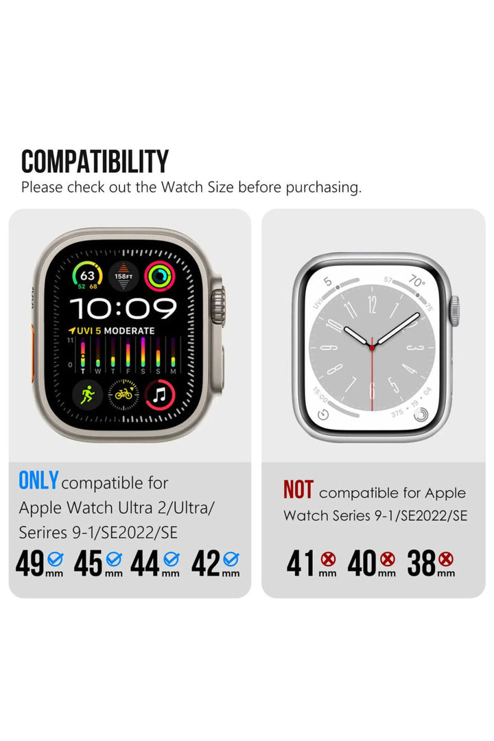 Apple Watch 8 7 6 5 4 3 2 1 42mm/44mm/45mm/49mm Uyumlu Kordon Ayarlanabilir Titanyum Metal Başlıklı
