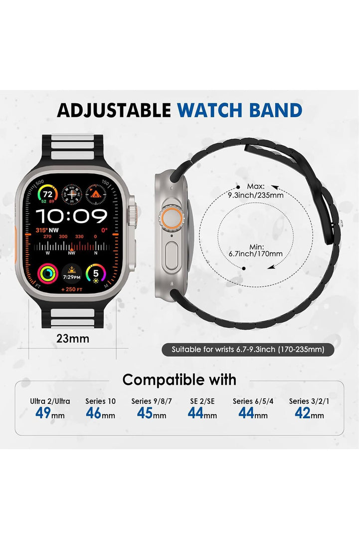 Apple Watch 10/9/8/7/6/SE/Ultra Uyumlu 42/44/45/46/49mm Çift Renkli Bakla Desen Silikon Spor Kordon