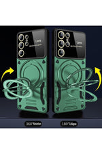 Load image into Gallery viewer, Samsung Galaxy S24 Ultra Uyumlu Kılıf Magsafe Standlı Kamera Lens Koruma Dayanıklı Renkli Tank Kapak
